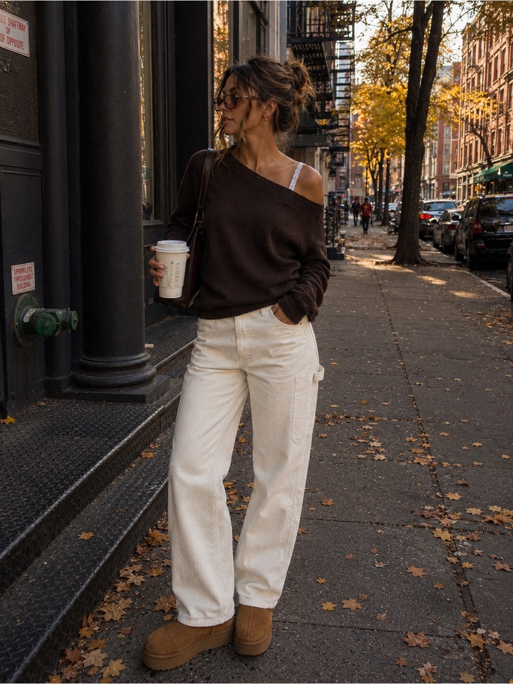 Dickies Cream Wide-Leg Corduroy Pants